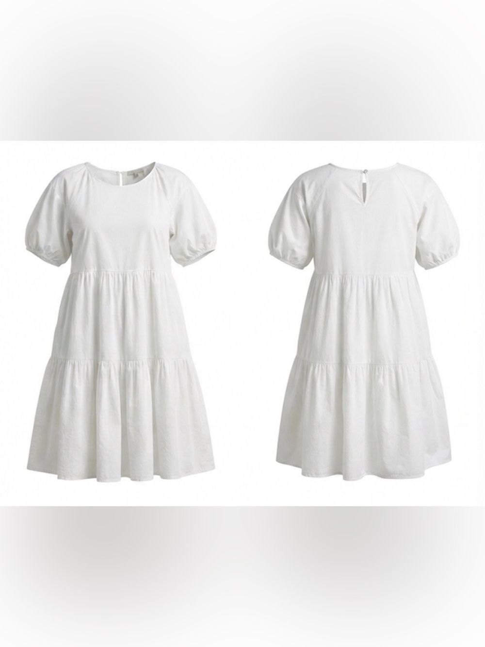 Everlane White Tiered Puff-Sleeve Maxi Dress Size 6 - Picture 4 of 7